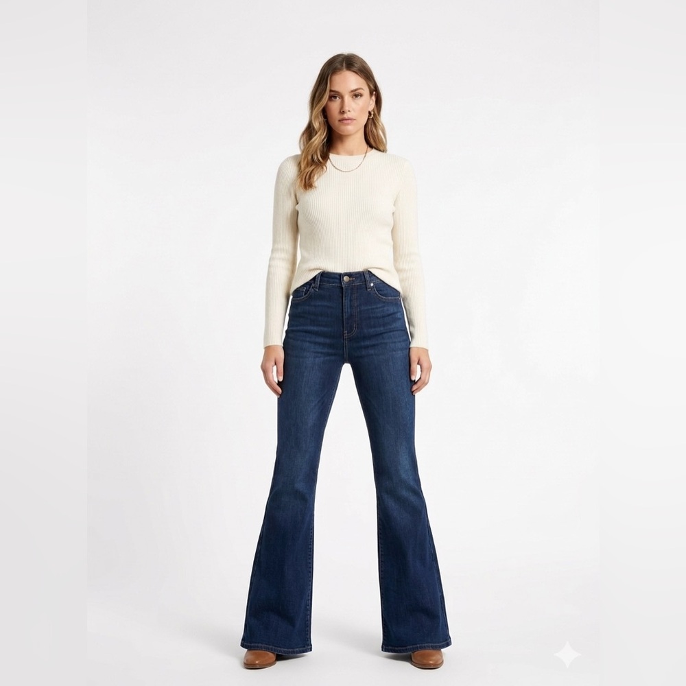 Bella Premium Denim Flare Jeans - Dark Wash Blue - Size 9